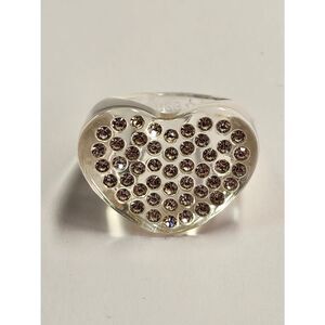 Sparklemuse Acrylic Heary Ring Clear With Rhinestones Size 8